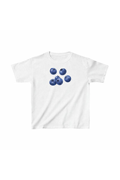 Violon تي شيرت نسائي أبيض مينيمال بلوبري مطبوع