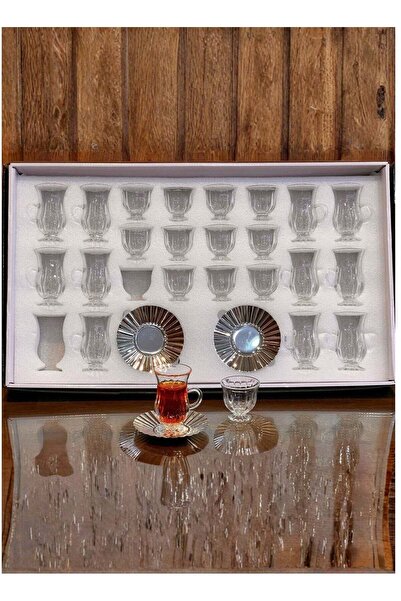 AL-GANNAS 36-Piece Tea Glass & Arabic Coffee Cup Set with Stand and Stainless...
