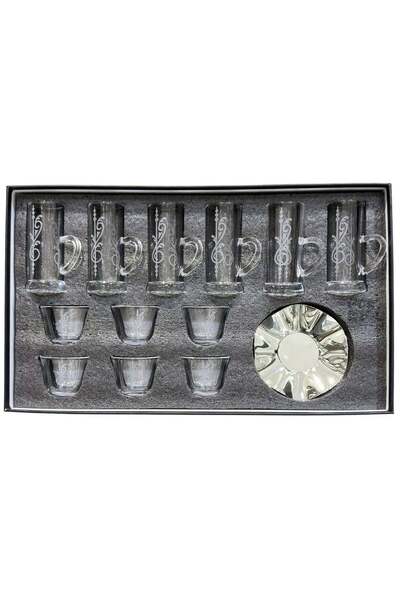 AL-GANNAS 18-Piece Laser-Engraved Tea Glass & Coffee Cup Set | Elegant Crysta...