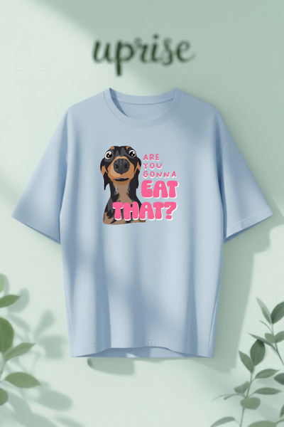 Vordevia Vrei să mănânci acel câine? cu imprimeu bumbac lu supradimensionat t...
