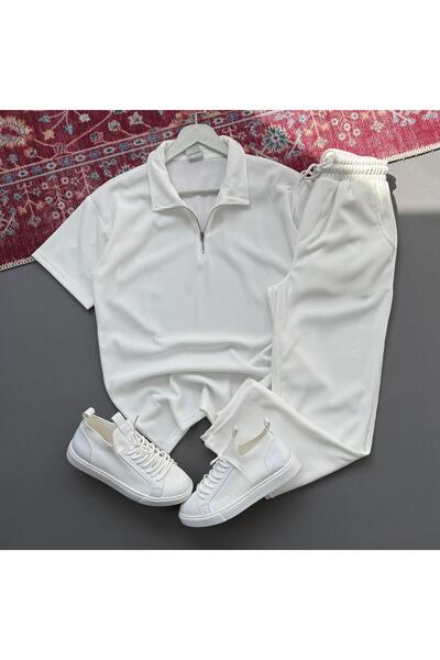 KONSEPT35 طقم علوي وسفلي من قماش عثماني للرجال مزود بسحّاب