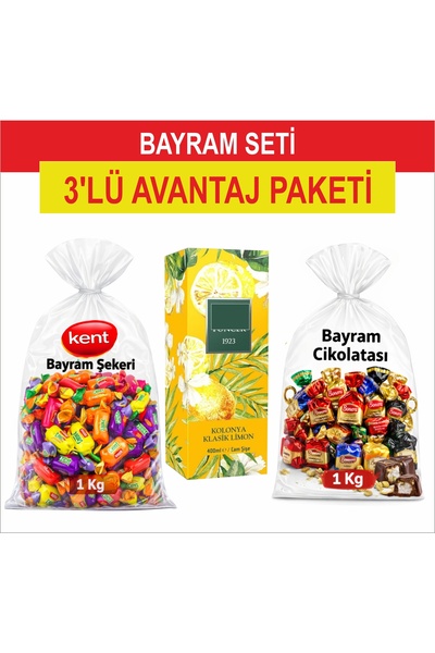 KENT Bayram Şekeri 1 Kg + Bayram Çikolatası 1 Kg + Eyüp Sabri Tuncer Limon Ko...