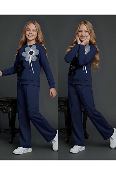 Lucky kidswear Set pentru fete cu detalii din piatră, tul și siluete florale, pentru partea inferioară și superioară.