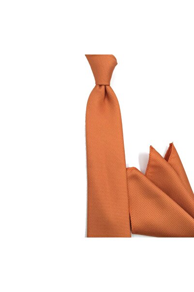 Sade Kravat Orange Plain Thin Tie 33229 Orange