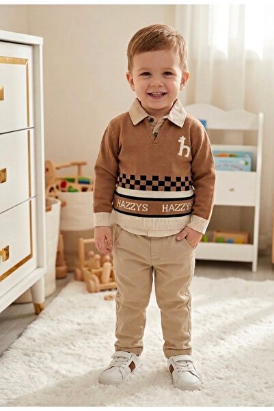 RÜYA KİDS Eid Boys' Sweater, Shirt and Trousers 3-Piece Set