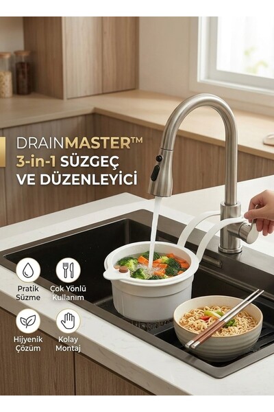 RED KİTCHEN Altı açılabilen çöp süzgeci yemek atık süzgeci lavabo süzgeci mut...
