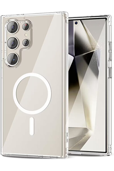 Jopus Samsung S24 Ultra Uyumlu SARARMAZ Şeffaf Magsafe Kılıf Kristal Sert Mik...