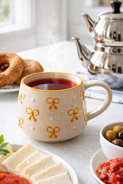 EvaniLife Fi̇yonk D Patterned Special Handcrafted Ceramic Mug Coffee & Tea Mug Cup Special Gift Mug Cup