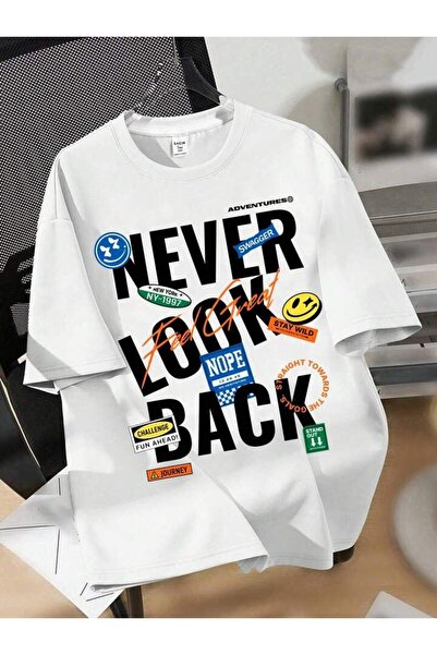 MARKATEM supradimensionat Tricou unisex cu mânecă scurtă cu imprimeu Street S...