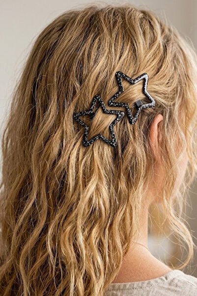 CAŞ DEKORASYON 2 paketa crne boje sa bočnom kopčom u obliku zvezde