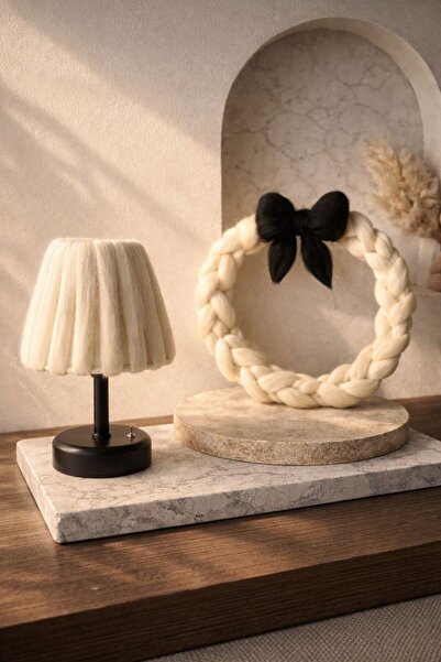 Liondekor İTHAL %100 YÜN 2Li Set Masa Üstü Aydınlatmalı Kablosuz Pilli Masa L...