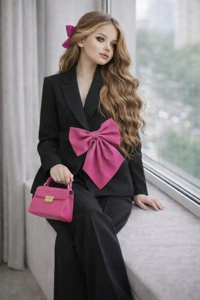 Bisahane Girl's Bow Tie Blazer Set
