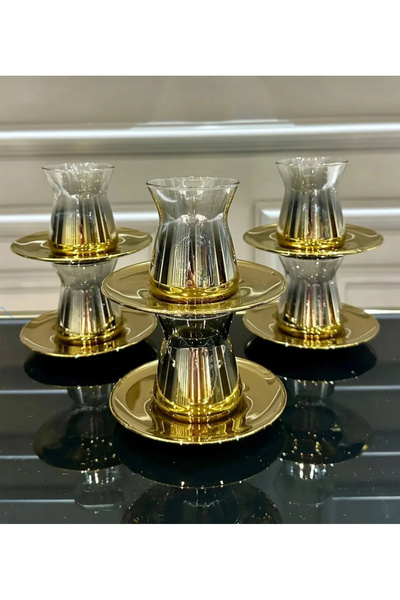 EVRA 6 Kişilik 12 Parça Titanyum Kaplama Çay Bardağı Takımı Seti