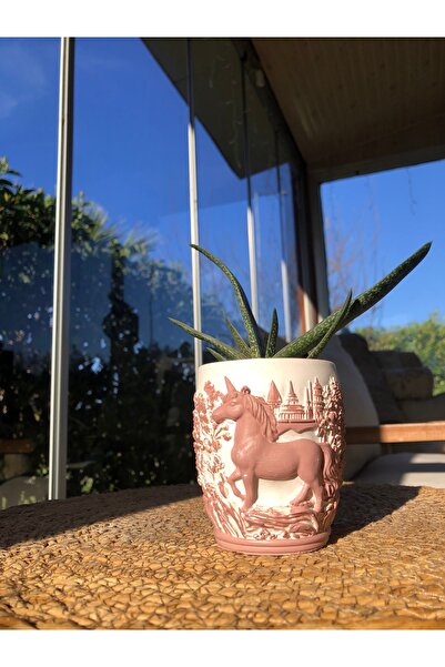 Çiçek Her Yerde Unicorn Temalı Dekoratif Saksı Mini Sukulent ve Kaktüs Saksısı