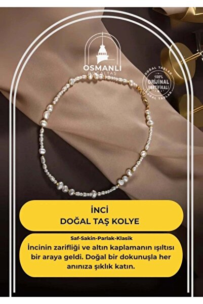 OSMANLI DOĞAL TAŞ İnci Altın Kaplama Doğal Taş Kolye