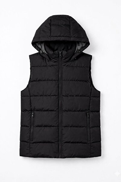 SWEN CLUB Kapüşonlu Şişme Yelek Fermuar Cepli Rahat Kalıp