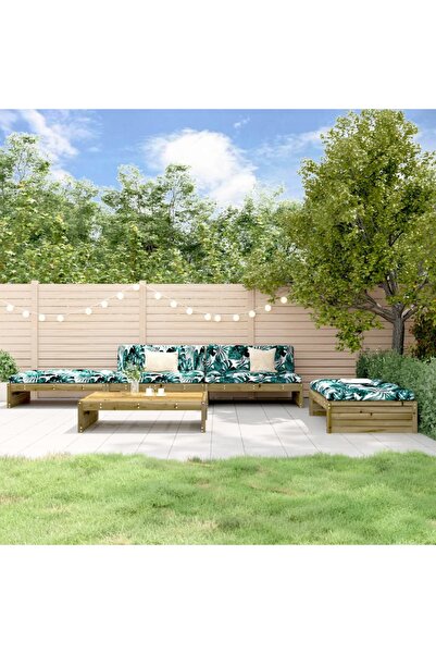 Concept Garden furniture set with cushions, 5 pieces, treated pine wood