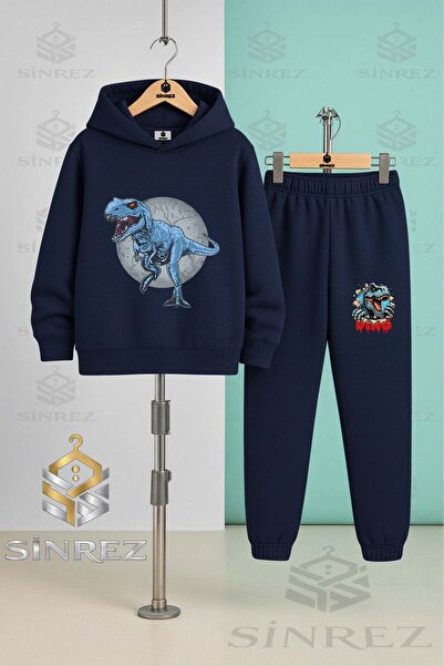 SİNREZ Set de trening cu glugă pentru copii, unisex, DINOZAUROAZUL ÎN CERCELU...