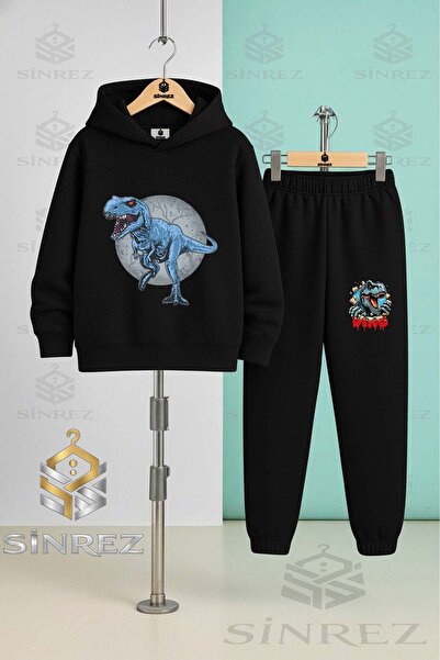 SİNREZ Set de trening cu glugă pentru copii, unisex, DINOZAUROAZUL ÎN CERCELU...