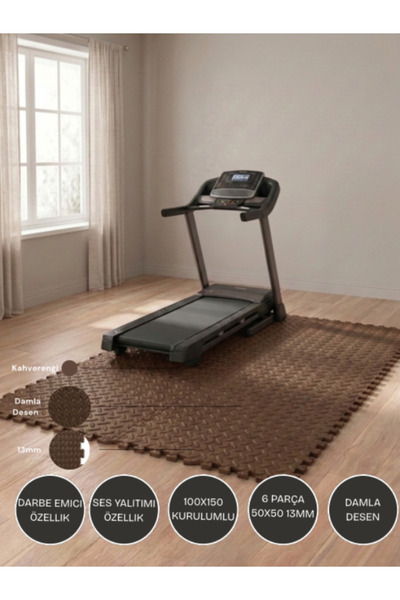 CARPAZAR Zemin Matı 6 Parça 100x150 Kurlumlu Spor Fitness Kosu bandı Matı Ses...