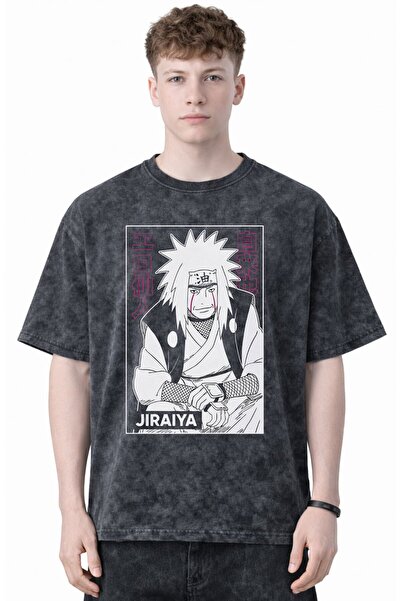 SEVBANO Tricou unisex supradimensionat cu imprimeu anime Jiraiya Naruto, spăl...