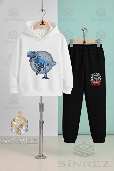 SİNREZ Set de trening cu glugă pentru copii, unisex, DINOZAUROAZUL ÎN CERCELU...