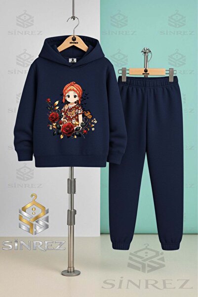 SİNREZ Children's Unisex Jyn Anime Girl Hooded Tracksuit Set