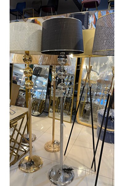Riyes Tasarım Modern Gold Metal Ayaklı Tripod Lambader – Dekoratif Salon Lambası