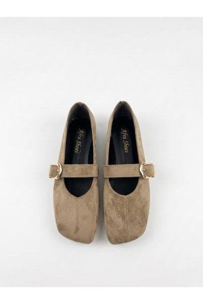 afra shoes أحذية نسائية جلد سويدي مقدمة مربعة حذاء مسطح - تصميم أنيق ومريح