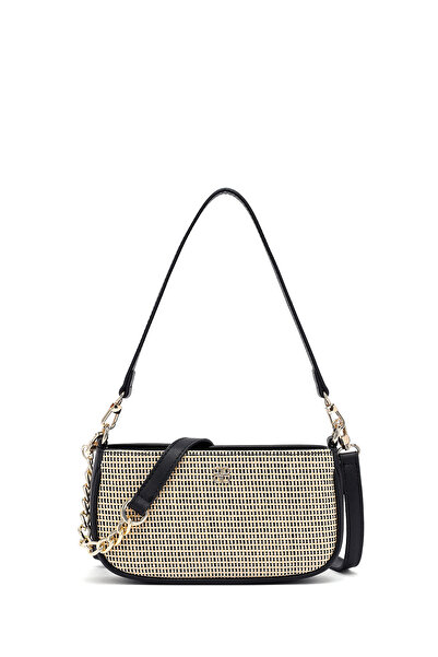 Derimod Kadın Siyah Uzun Askılı Hasır Omuz Çantası 26PBD2300M7