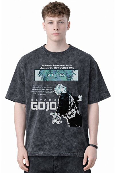 SEVBANO Tricou unisex supradimensionat cu imprimeu anime Gojo Satoru Jujutsu ...