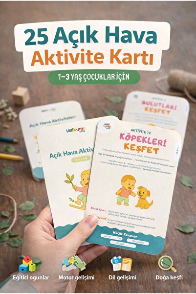 WALLHUMAN Aktivite Kartları 25 Adet / 1-3 Yaş Çocuklar İçin Eğitici Oyun Kart...