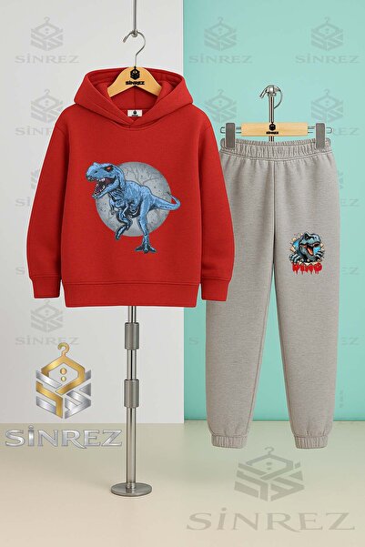 SİNREZ Set de trening cu glugă pentru copii, unisex, DINOZAUROAZUL ÎN CERCELU...