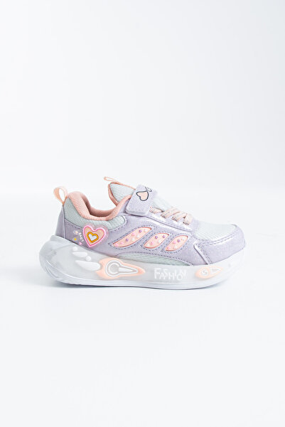 Polomia Comfort Wini Girls' Lilac Heart Detailed Velcro Thick Sole Nursery Ki...