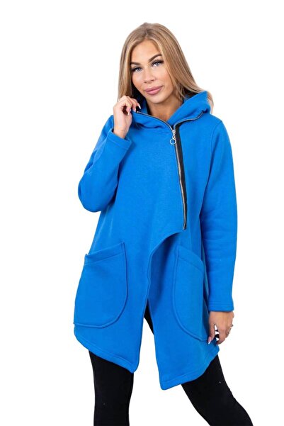 Kesi Hanorac termoizolant cu fermoar asimetric, albastru albăstrele