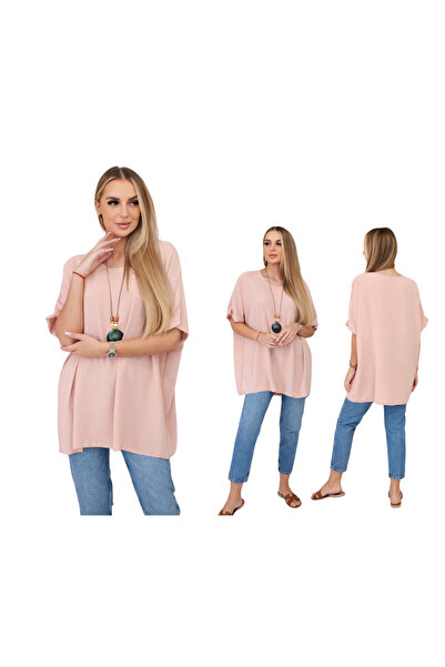 Kesi Oversized blouse with pendant, dark powder pink