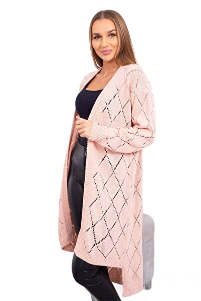 Kesi Sweter z geometrycznym wzorem pudrowy róż