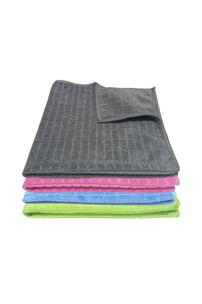 Silver Kareli Mikrofiber Genel Temizlik ve Kurulama Bezi Karma 50*70 cm (4 Adet)