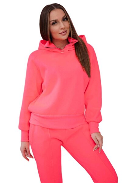 Kesi Set cu guler înalt și glugă, roz neon, izolat