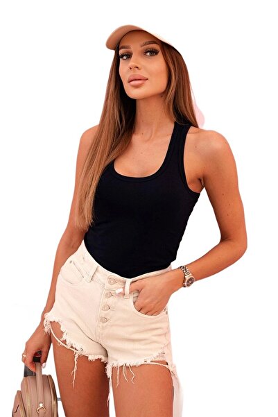 Kesi Women's Cotton boxer shorts with Wide-Strap, navy blue