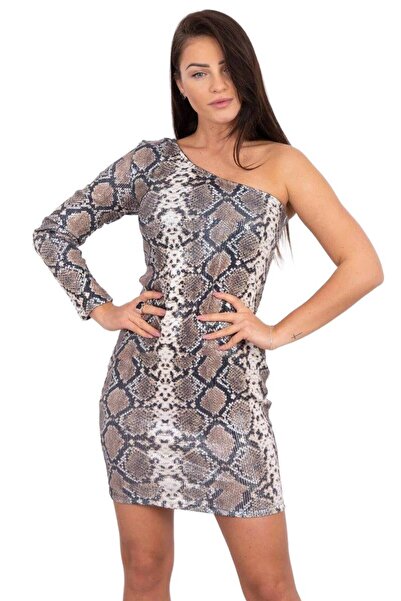Kesi Sukienka w cekiny wężowy khaki