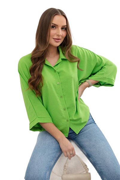 Kesi Bluzka oversize zapinana na guziki jasno zielona
