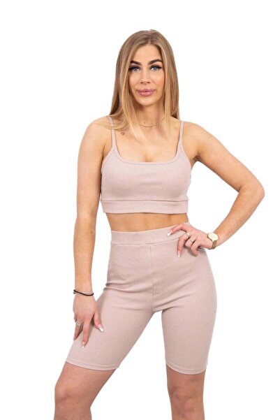 Kesi Set cu pantaloni bej cu talie înaltă