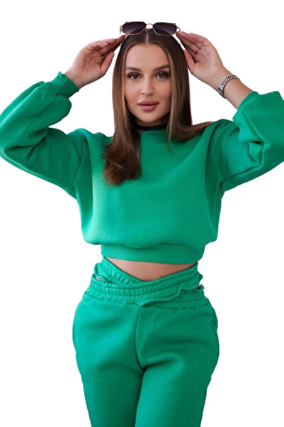 Kesi Komplet ocieplany z krótką bluzą zielony