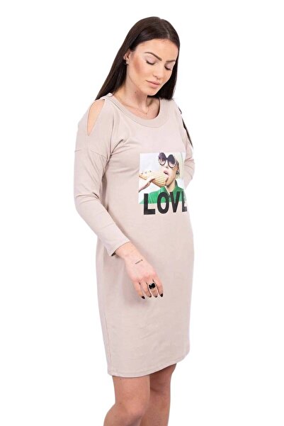 Kesi Rochie cu imprimeu Love, bej