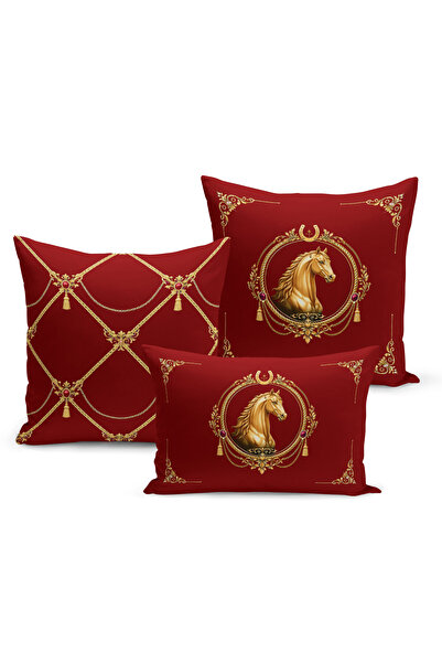 Bertille Home Set de 3 huse de pernă din seria Classic Horse cu imprimeu digi...