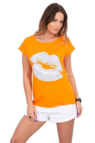 Kesi Bluzka z nadrukiem ust pomarańczowa
