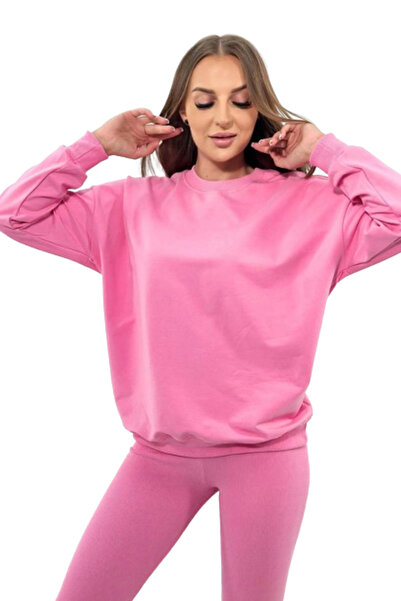 Kesi Komplet bawełniany bluza + legginsy jasny różowy