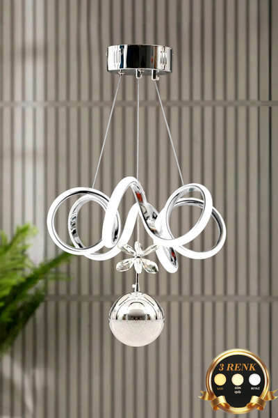 Allians Modern Spiral Model 3 Renkli Krom Kaplama LED Sarkıt Avize