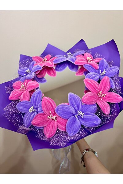 Velura Flowers Aynalı Şönil Buket - El Yapımı Estetik Oda Dekoru ve Hediye
